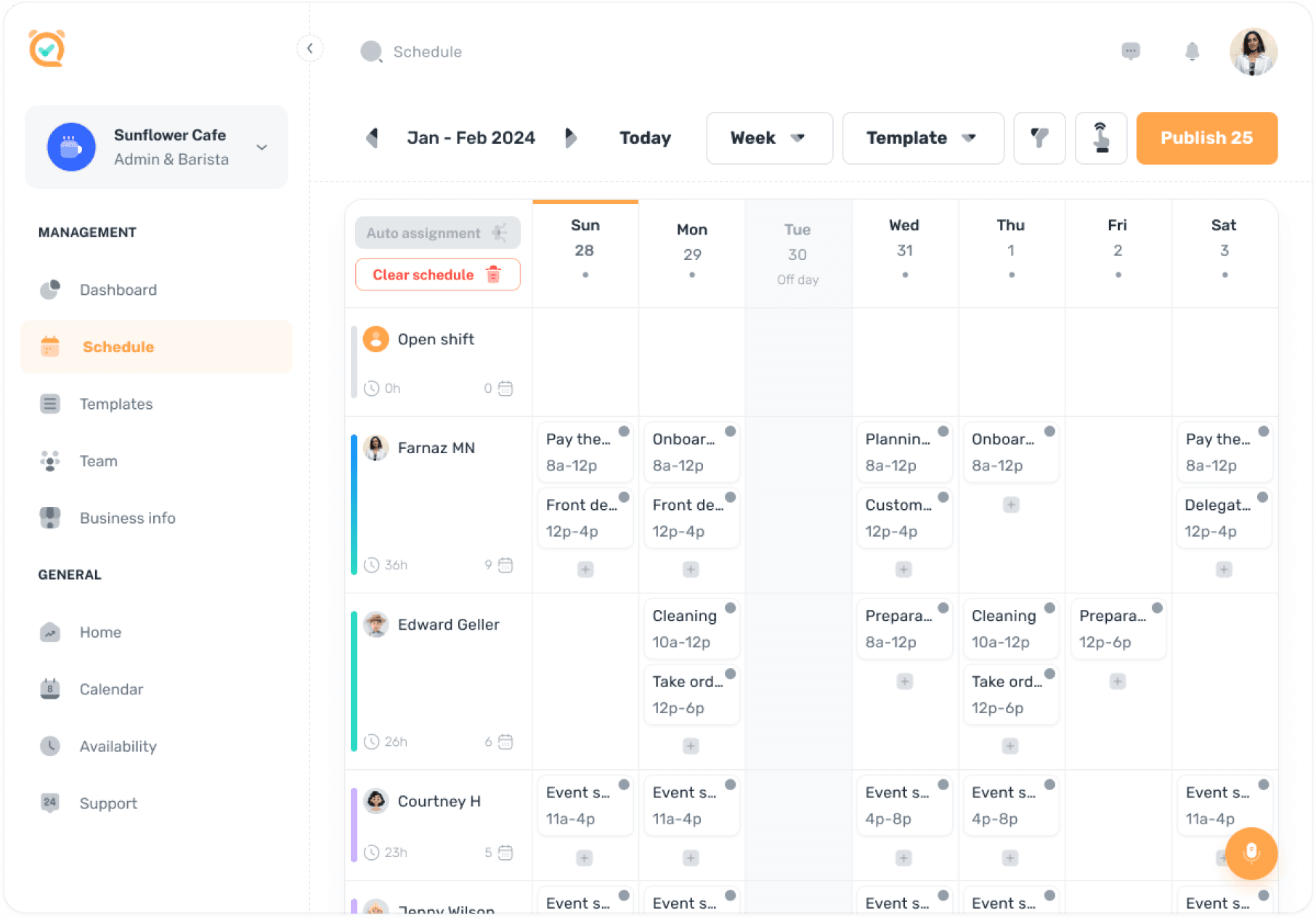 Schedule for template creation