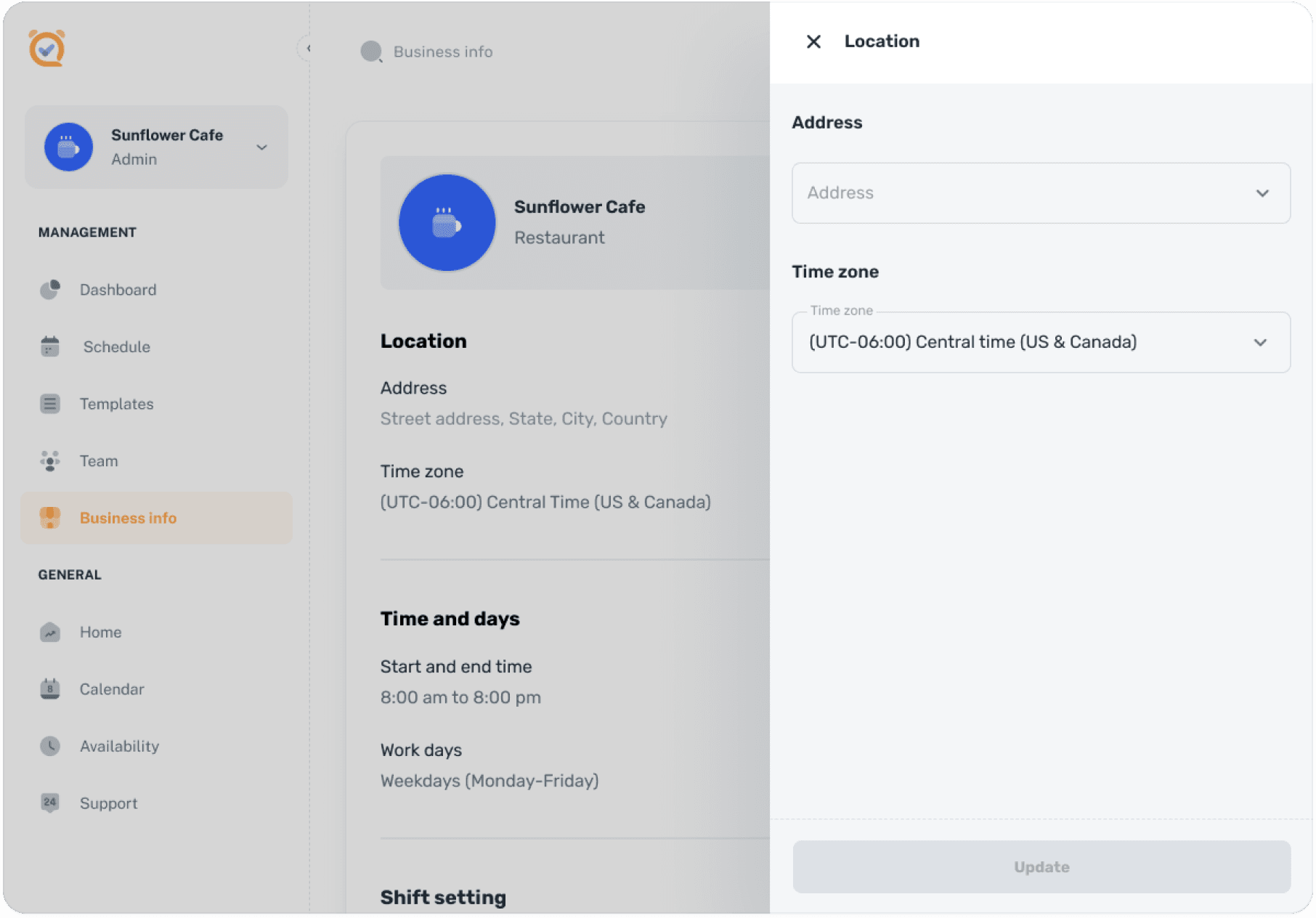 Time zone configuration