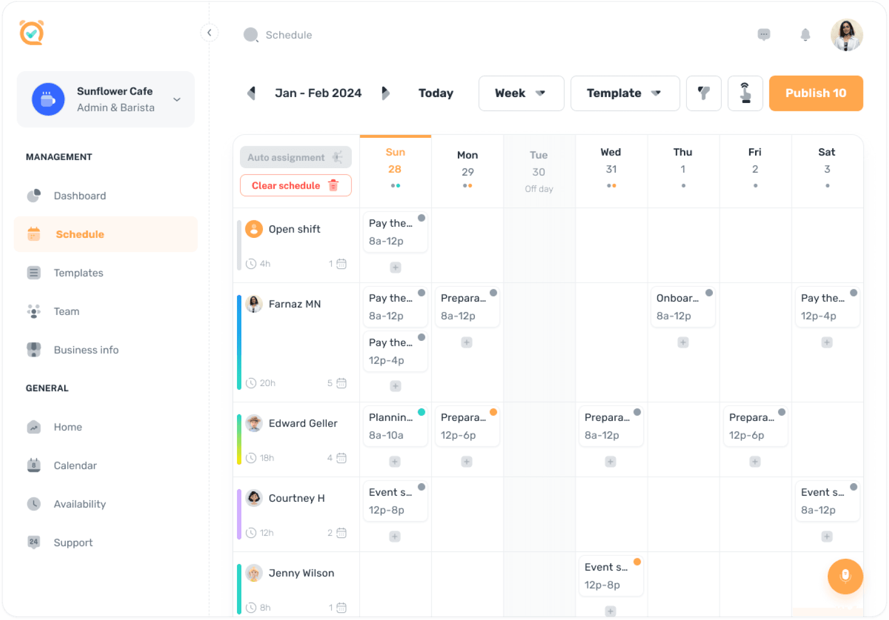 Shift confirmation and pending