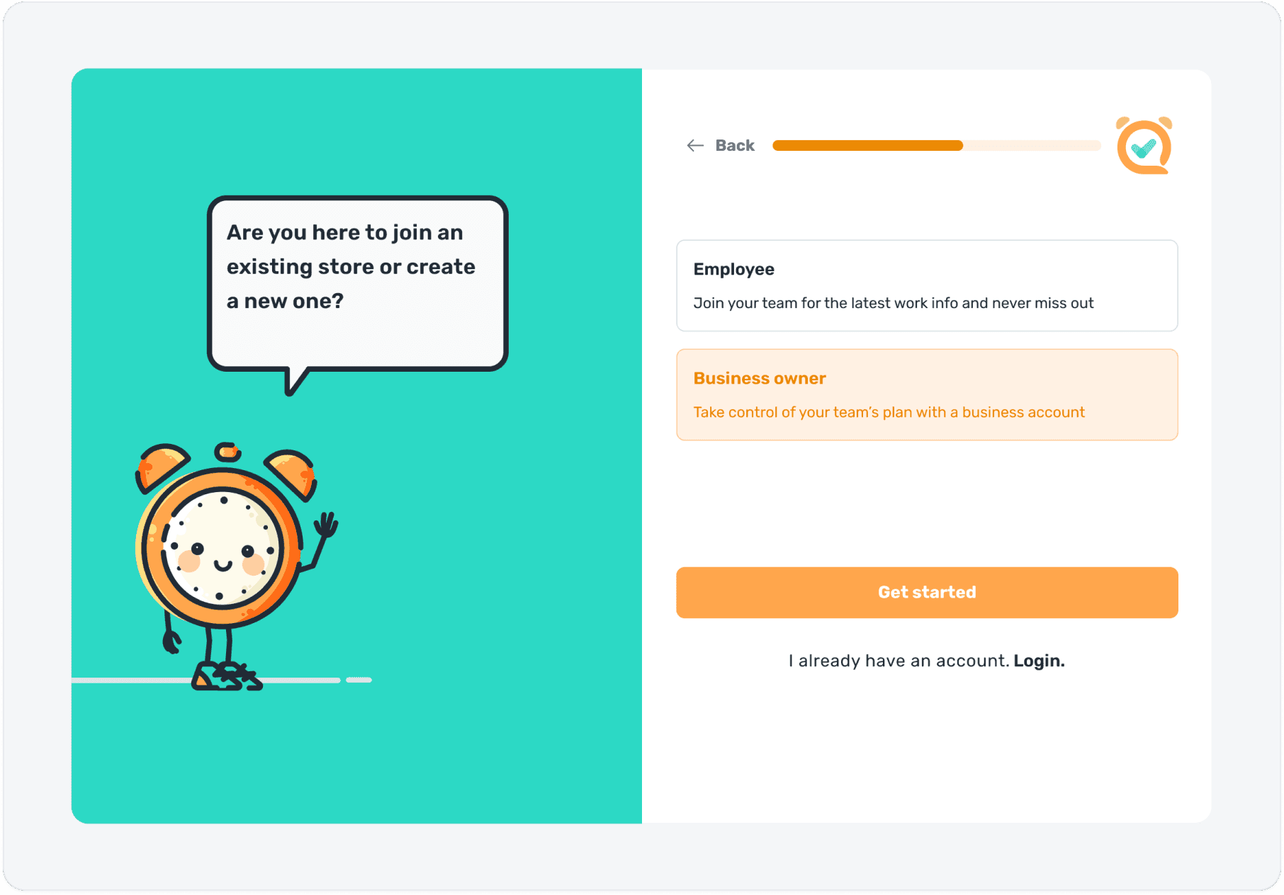 Onboarding page