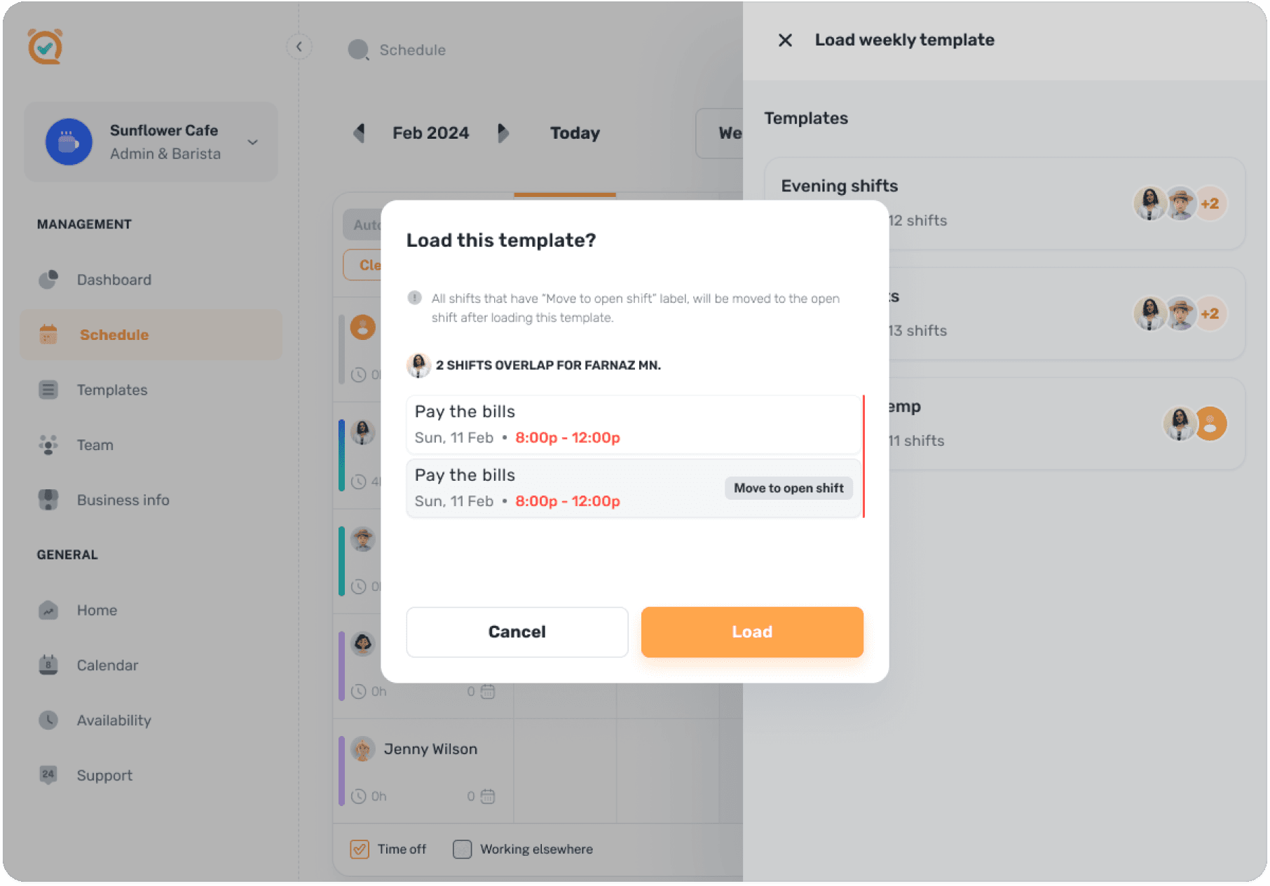 Warning about shift overlaps