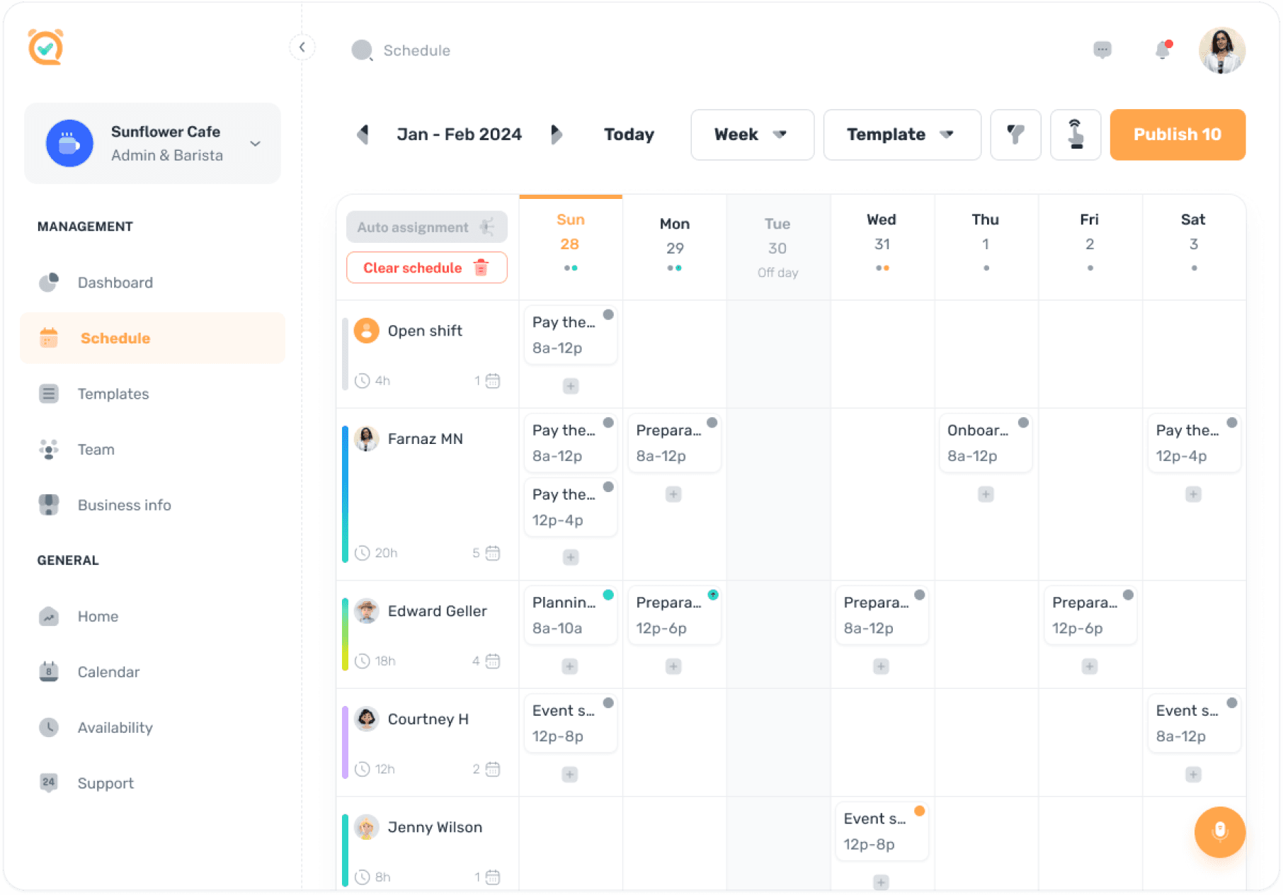 Manager viewing schedule changes