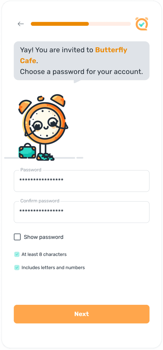 Password setup