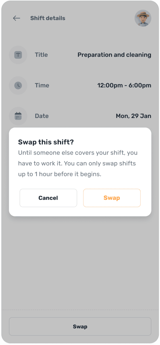 Shift swap request